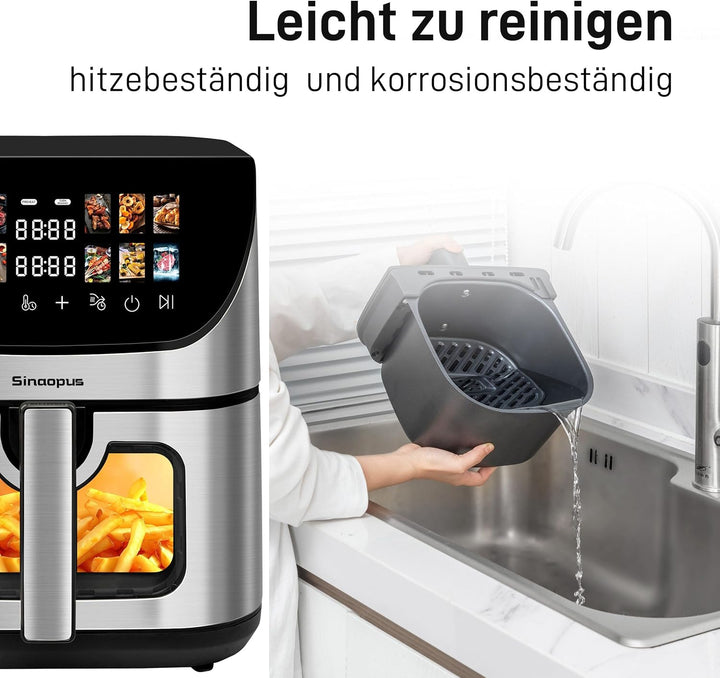 Heissluftfritteuse XXL Gesunde Fritteuse mit Sichtfenster, 1800W Airfryer 9L Heissluftfritteuse mit