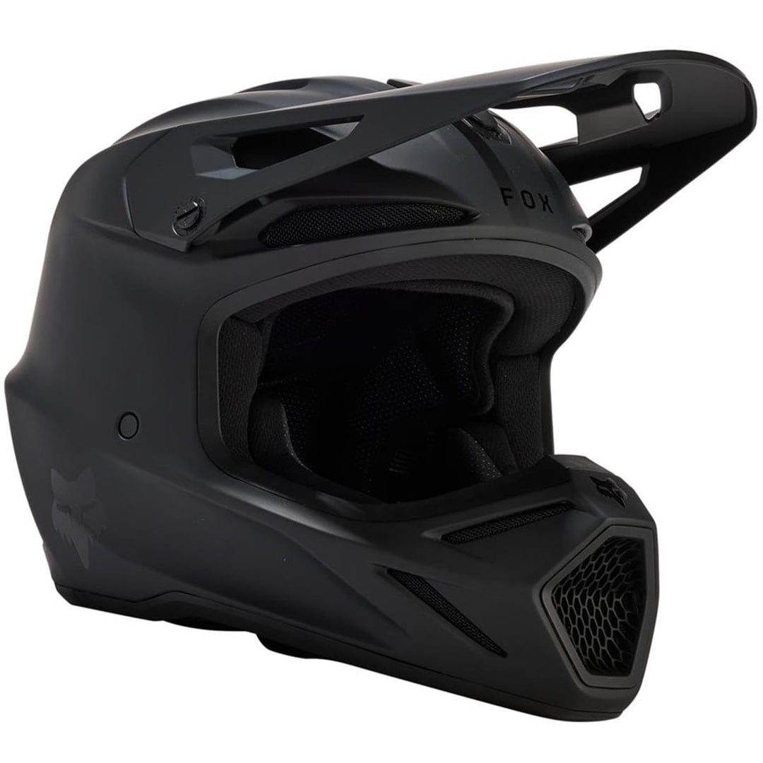 Fox Motocross-Helm V3 Solid - Matt Schwarz Schwarz L, Schwarz L