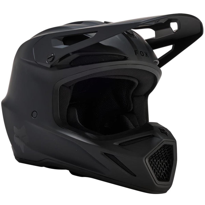 Fox Motocross-Helm V3 Solid - Matt Schwarz Schwarz L, Schwarz L