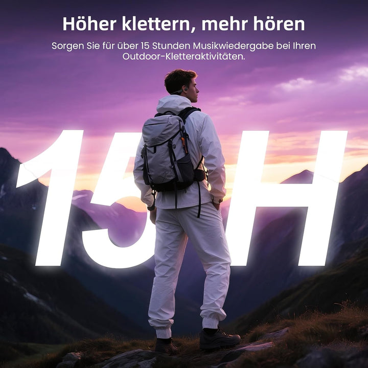 HIFI WALKER Open Ear Kopfhörer, Bluetooth 5.4, 32GB MP3, 15 Std Wiedergabe, HD Anrufe, für Laufen, R