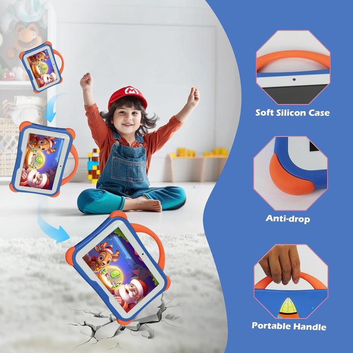 Weelikeit Kindertablet 7 Zoll – Android 14 Tablet für Kinder mit Hülle, 8GB RAM (4+4) & 64GB Speiche