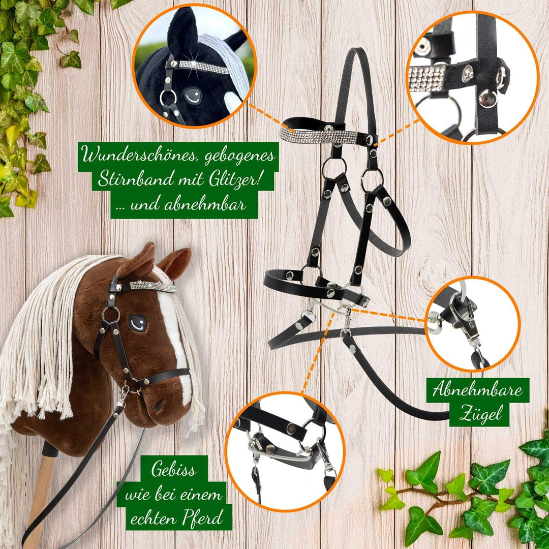 Hobby Horse A3 Sunny Dream – dunkles Alezan-Pferd mit gewaschenem Rosshaar – komplettes Netz mit gli
