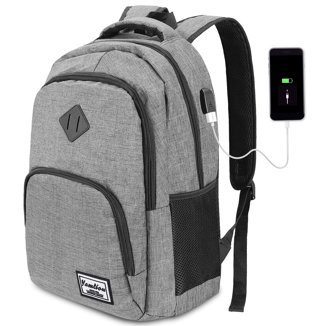 YAMTION Rucksack Laptop 17.3 Zoll Rucksack Schule mit USB-Ladeanschluss für Arbeit Schule Reisen Cam