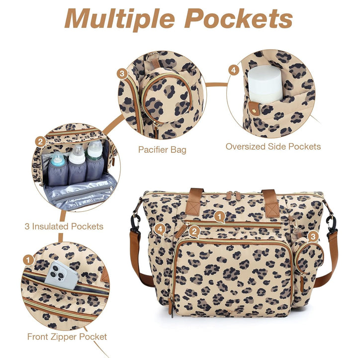Wickeltasche mit Schnullertasche und Wickelunterlage, Wickelrucksack Multifunktions-Babytasche für G