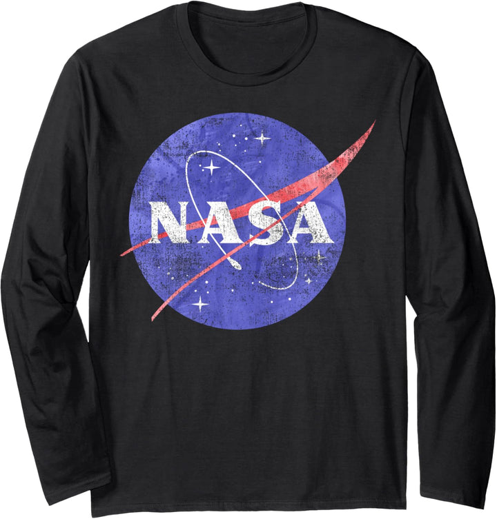 NASA Watercolor Faded Blue And Red Logo Langarmshirt