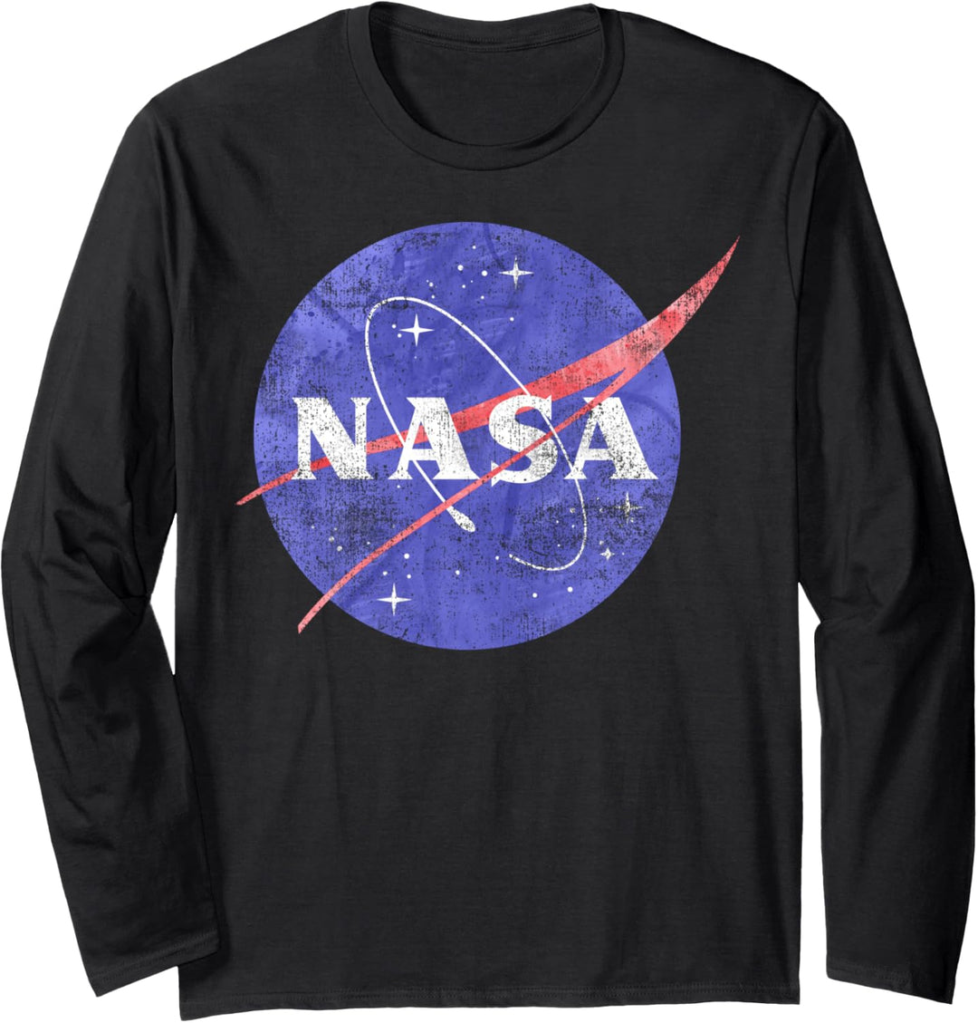 NASA Watercolor Faded Blue And Red Logo Langarmshirt