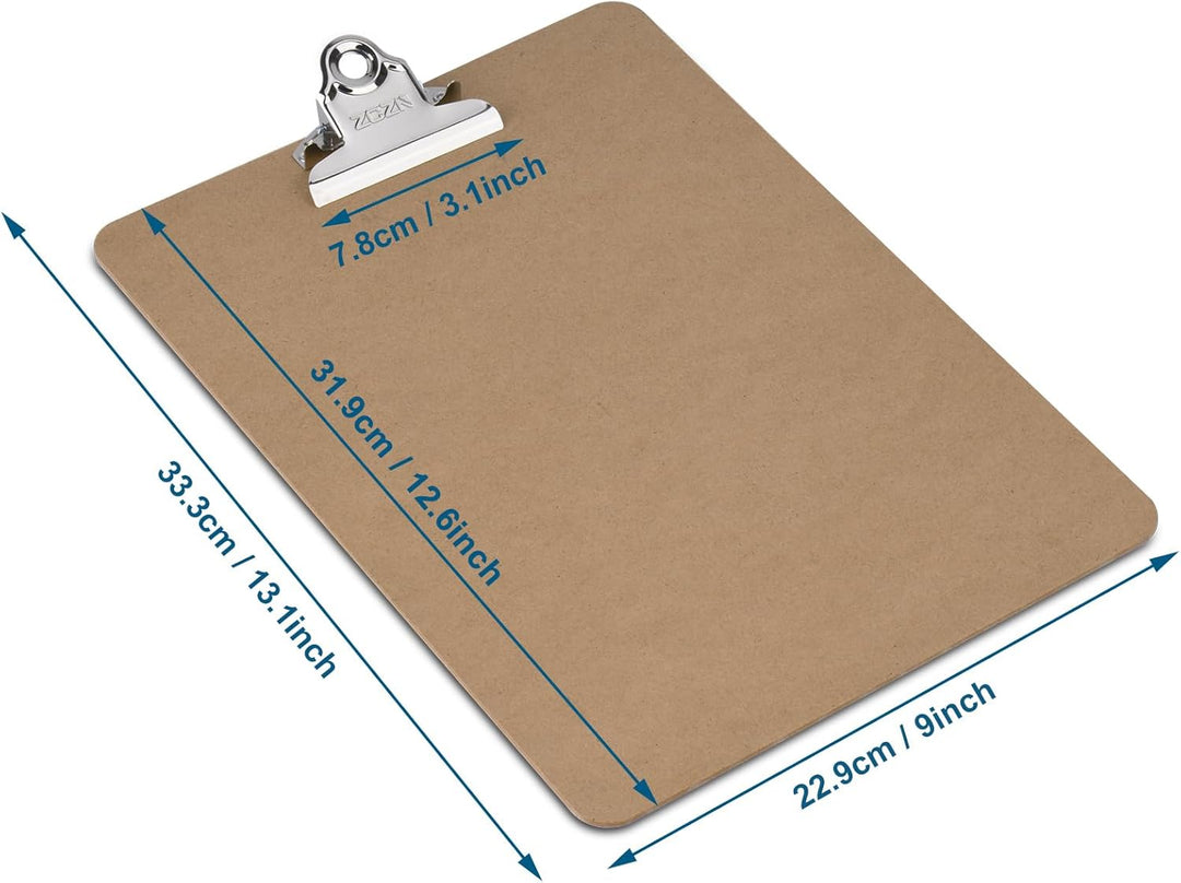 ZCZN 6er Klemmbrett a4, Clipboard Schreibbrett mit Butterfly Klemme, Braun 6 Stück, 6 Stück