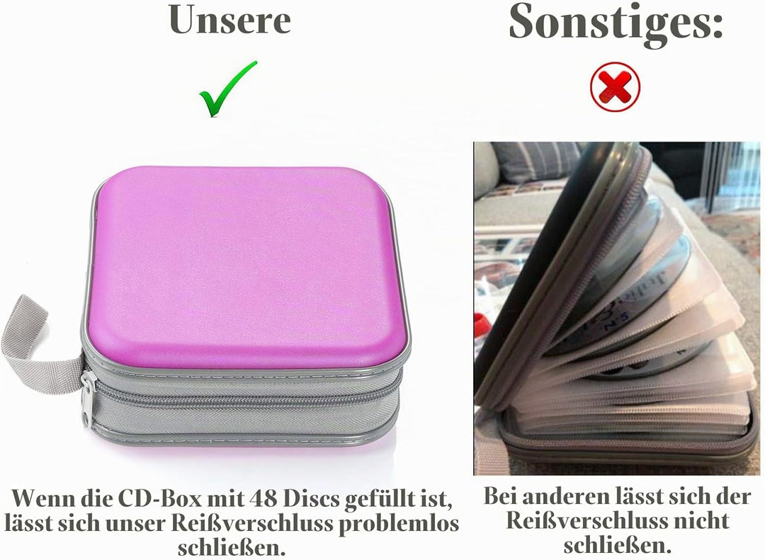 alavisxf xx CD Tasche, 48 DVD Tasche Hartplastik CD Taschen Aufbewahrung Schutzhülle DVD Lagerung CD