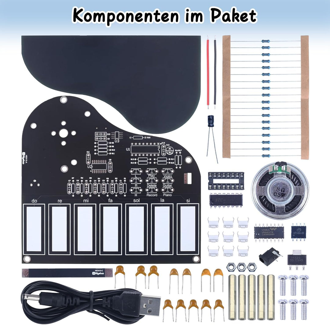 DONGKER DIY Klavier Löt Bausatz kit Elektronisches DIY Schweissen Elektronik Bausatz mit Notiz Lehr