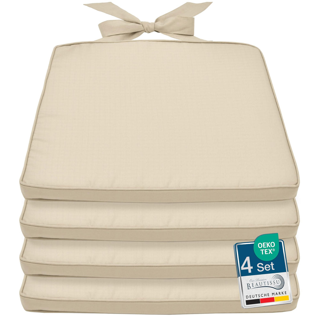 Beautissu Pia 4er Set Stuhlkissen 40x45 cm - Sitzkissen Outdoor Gartenstuhlkissen, Garten Sitzpolste
