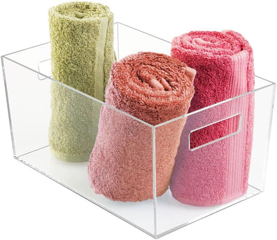 mDesign 4er-Set Ablagebox mit integrierten Griffen – grosse Aufbewahrungsbox für Make-up, Handtücher