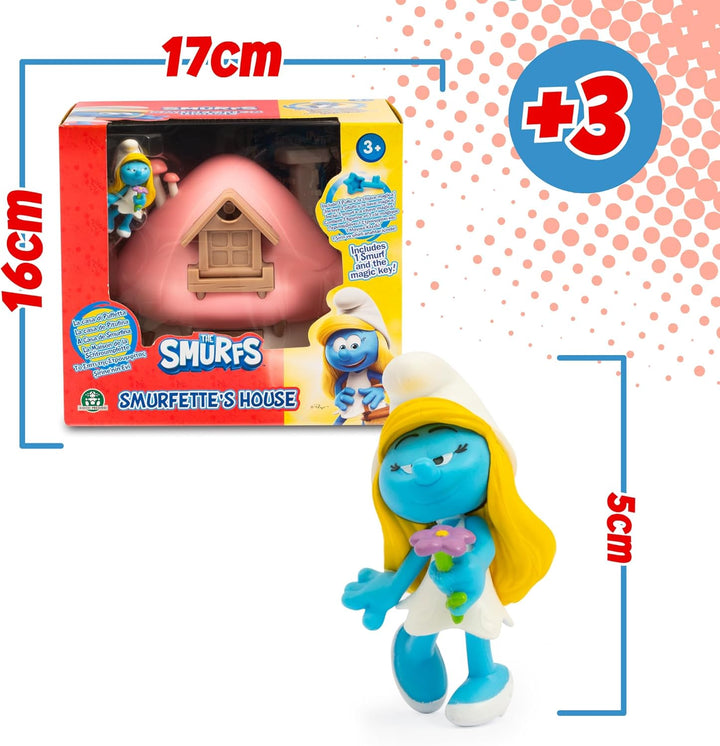 Giochi Preziosi Die Schlümpfe, Smurfette und Haus mit pinkem Dach Spielset mit Zubehör und Aufkleber