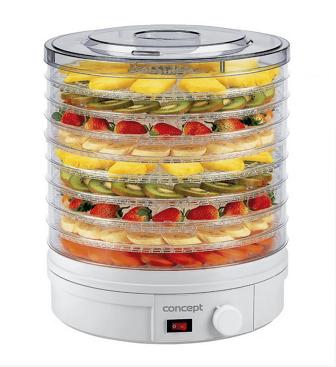 CONCEPT Hausgeräte so1020 Dörrgerät Gobi, 9 Dörr-Einsätze, extra grosse Kapazität, weiss, Gross