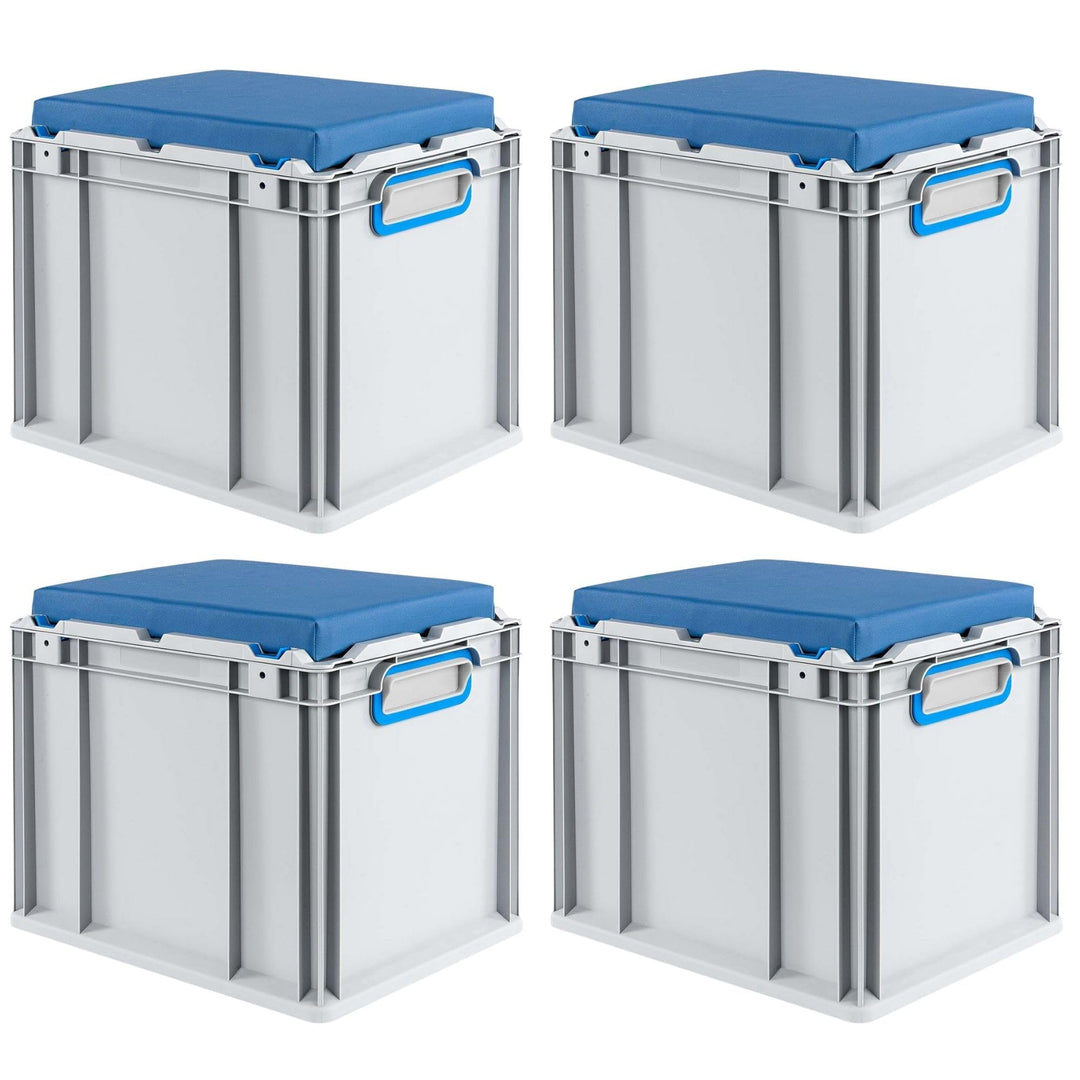 PROREGAL SparSet 4x Eurobox NextGen Seat Box Blau | HxBxT 36,5x30x40cm | 30 Liter | Griffe geschloss