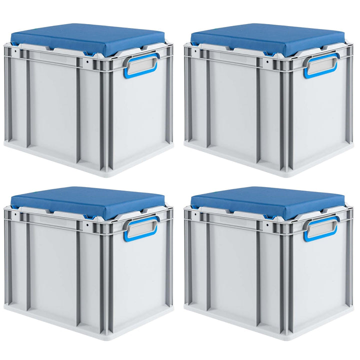PROREGAL SparSet 4x Eurobox NextGen Seat Box Blau | HxBxT 36,5x30x40cm | 30 Liter | Griffe geschloss