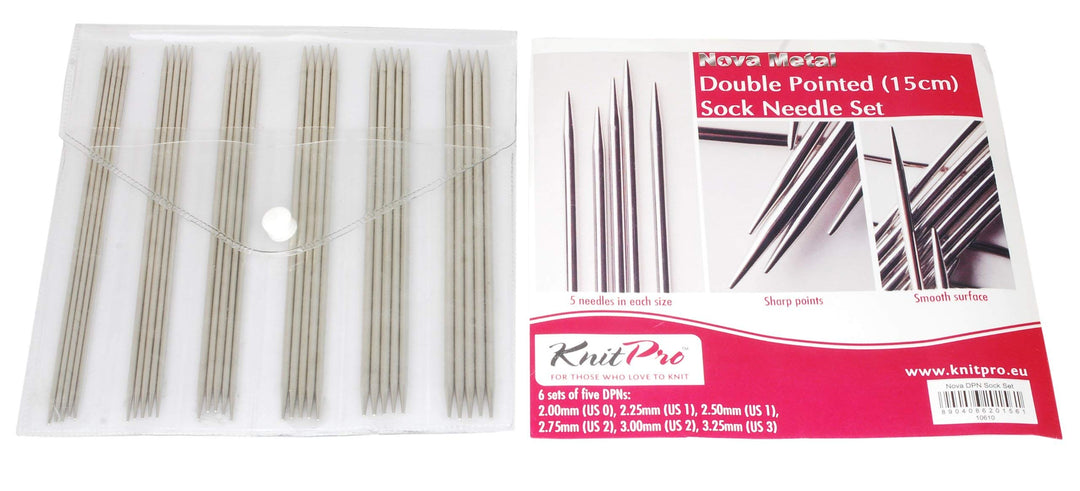 KnitPro - Nova Metal (15 cm, 2,00-4,00 mm) Doppelspitznadel -Set - 1 Einheit