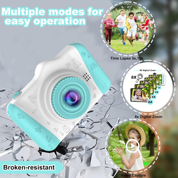 Kinderkamera,3,5-Zoll Grossbildschirm,Digitalkamera Kinder Fotoapparat mit 32GB-Karte,1080P HD 12MP,