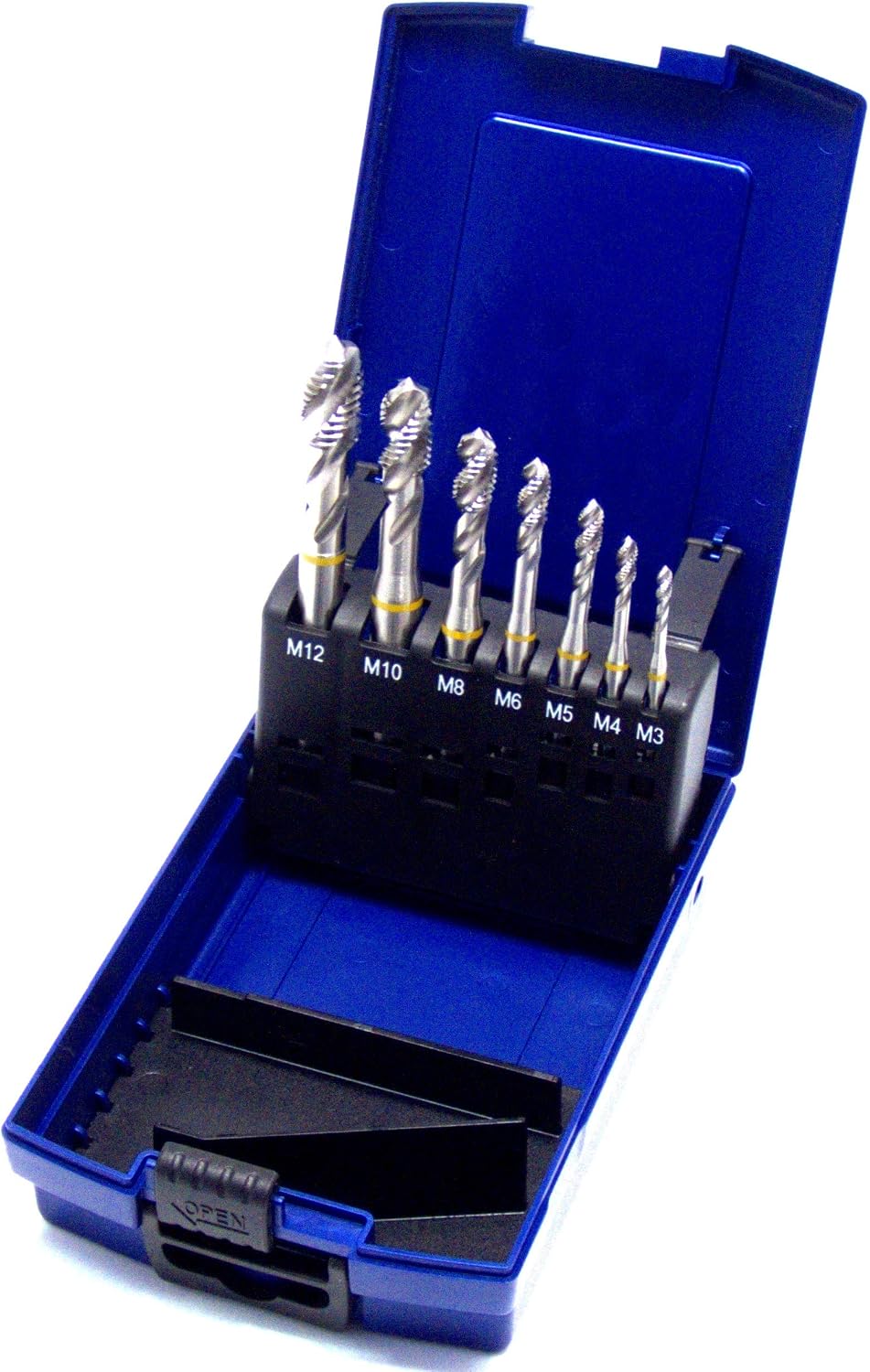 Maschinengewindebohrer Set 7-teilig M3 - M12 HSSE-Co5 DIN 371 Sackloch 39° RSP Gelbring in Rosebox m