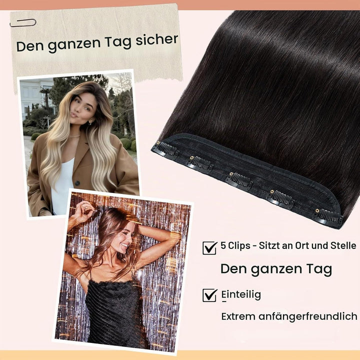 Clip In Extensions Echthaar Light Natürliches Schwarz Real human hair 1 pieces 5 clips Haarverlänger