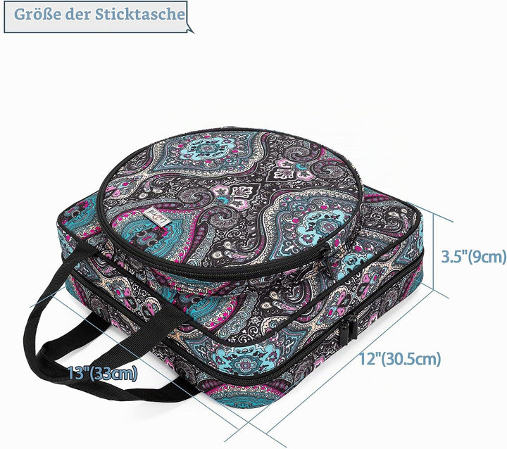 LoDrid Stickprojekttasche, Quadratische Stickzubehör Aufbewahrungstasche, Tragbare Basteltasche für