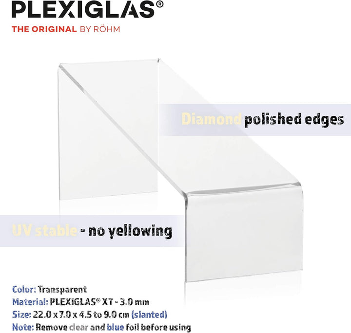 Warenträger-Set als Schuhständer (schräg) und Präsentationsdisplay, transparenter Verkaufsständer, D