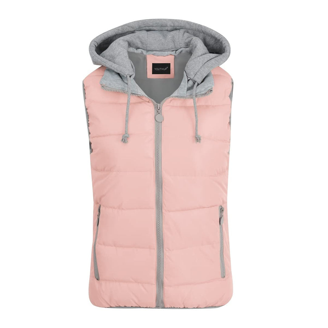 YOUTHUP West Damen Steppweste mit Kapuze Leicht Winterweste Freizeit Outdoor Ärmellos Jacke Gilet Bo