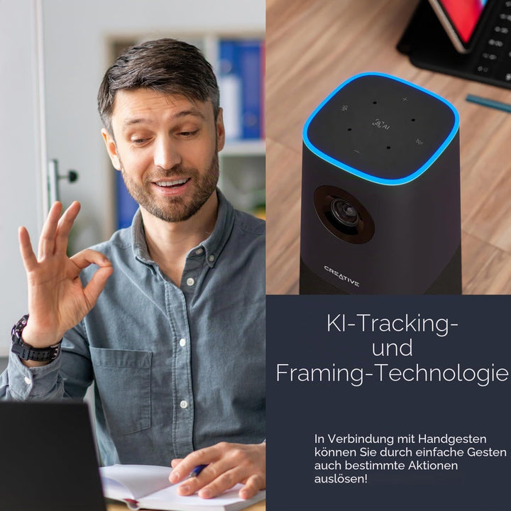 Creative Live! Meet 4K - 4K-UHD-Konferenz-Webcam mit automatischer Verfolgung und 7-Fach-Digitalzoom