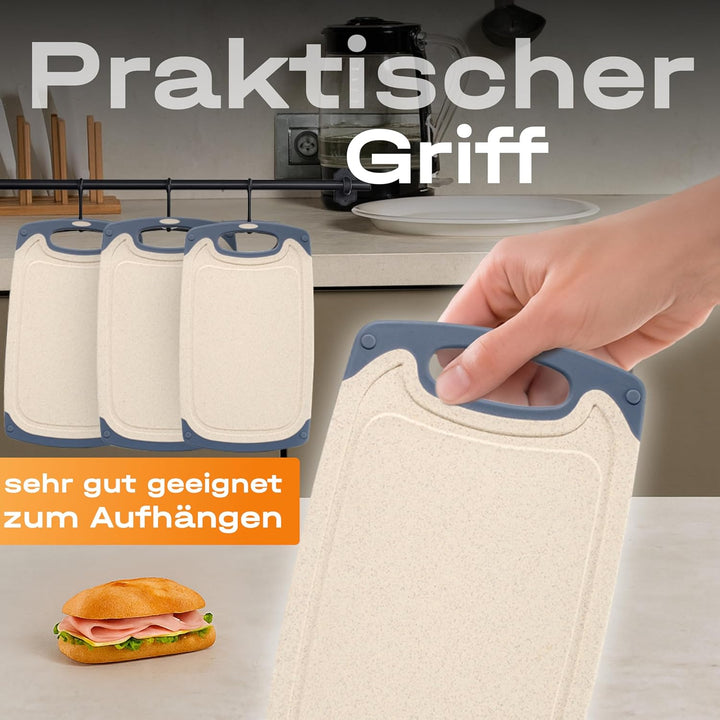 6 kleine Frühstücksbrettchen, 24x14cm, Kunststoff, Bretter, Brotzeitbrett, Schneidebrett Set, creme