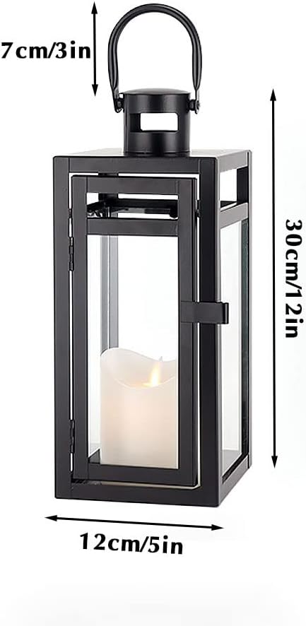 TRIROCKS Dekorative Edelstahl Laterne 30 cm Hoch Metall Kerzenhalter Mit Klaren Glasscheiben Für Hei