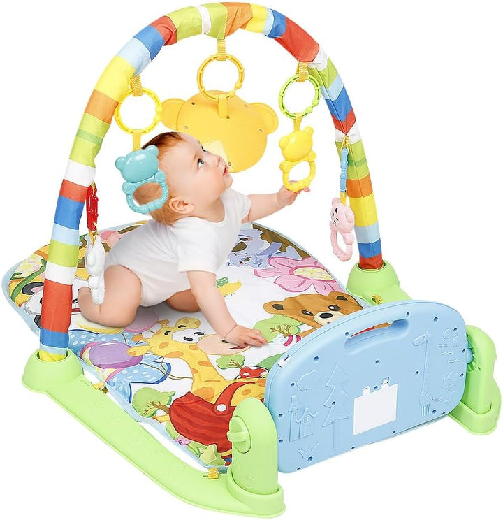 Krabbeldecke für Babys, mit Spielbögen, bunt, mit niedlichen Motiven, die Babys anziehen, A-Grün, A-