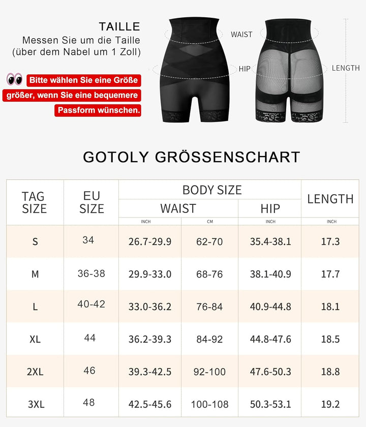 Gotoly Shapewear Damen Bauchweg Unterhose Hohe Taille Miederhose Mit Bein Figurenformend Miederpant