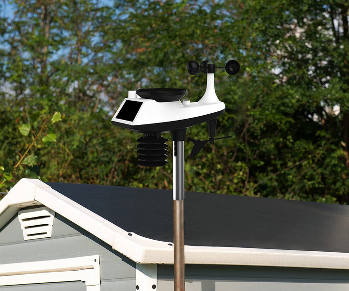 infactory Grosse Wetterstation XXL: Funk-Wetterstation mit XL-Farbdisplay, Aussensensor und Wecker (