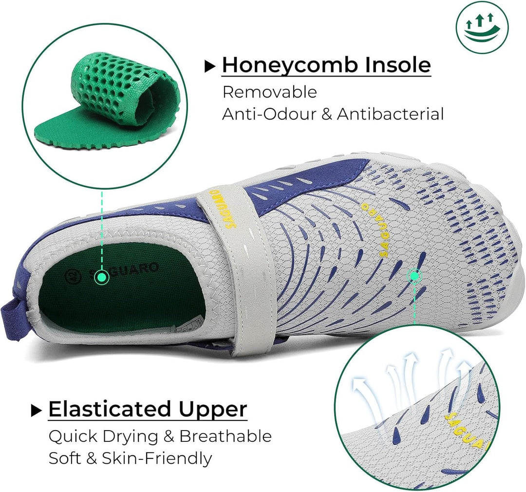 SAGUARO Badeschuhe für Herren Damen - 7/9 Drainagelöcher Schnelltrocknende rutschfest, Gr 35-48 45 E