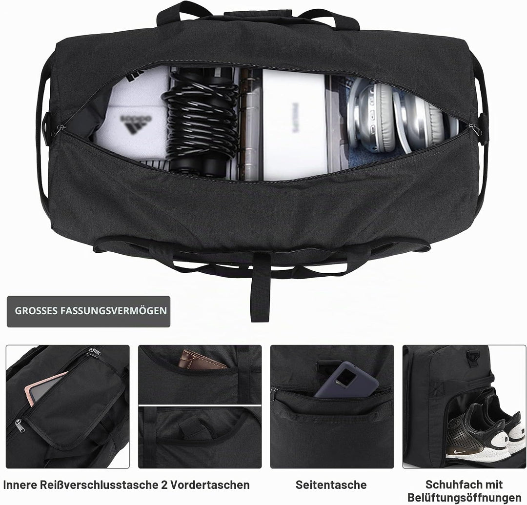 Vogshow Reisetasche grosse Faltbare 80L, Weekender Übernachtungstasche Seesack wasserdicht Sporttasc
