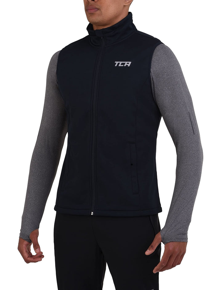 TCA Herren Flyweight winddichte Lauf- und Fahrradweste mit Reissverschlusstaschen M Mitternachtsblau