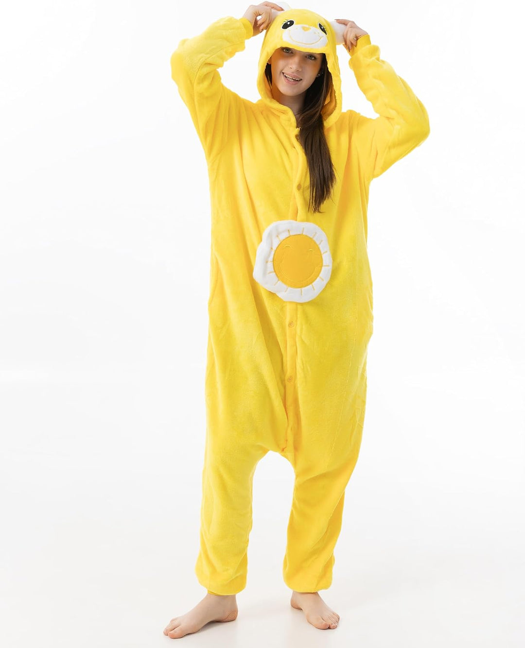 Glücksbärchi Kostüm Onesie Jumpsuit Karneval, gelb, XL XL Glücksbärchi Sonnenschein Gelb, XL Glücksb