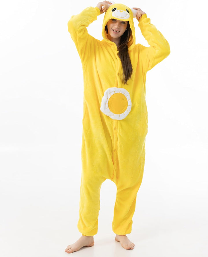 Glücksbärchi Kostüm Onesie Jumpsuit Karneval, gelb, XL XL Glücksbärchi Sonnenschein Gelb, XL Glücksb