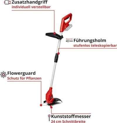 Einhell Rasentrimmer GC-CT 18/24 Li – Solo Power X-Change (Li-Ion, individuell einstellbarer Telesko