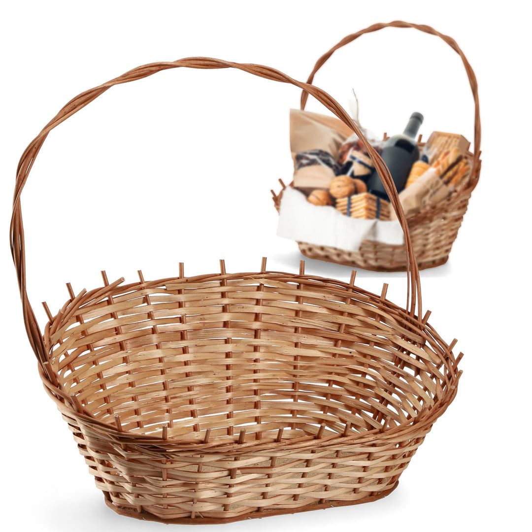 KADAX Geschenkkorb, Universeller Weidenkorb, Hochwertiger Henkelkorb, Flaschenkorb, Süssigkeitenkorb