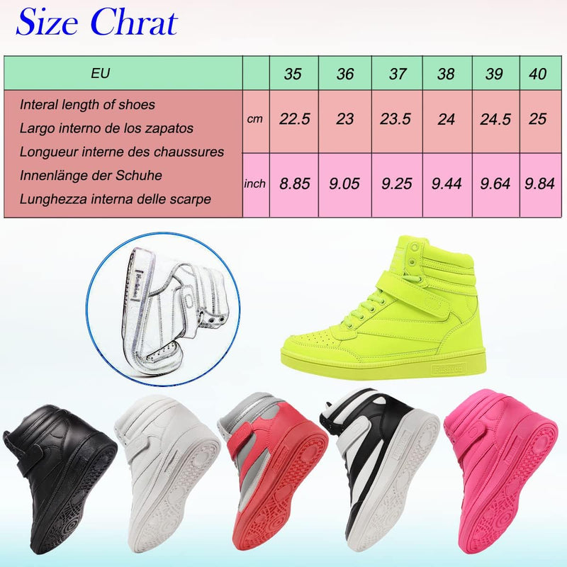 wealsex Damen Sneaker Keilabsatz Schuhe High Top Hidden Wedges Freizeitschuhe Klettverschluss Sports