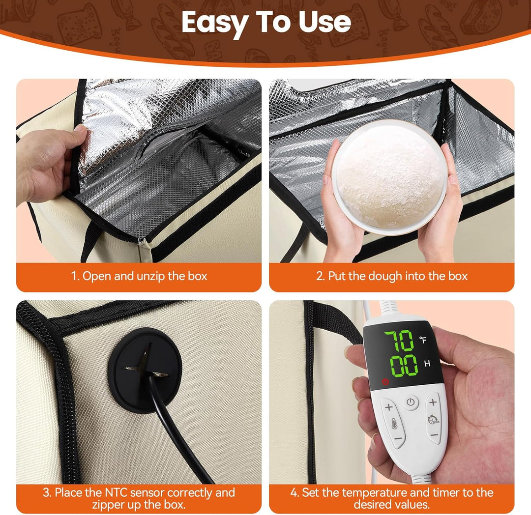 Brot Gärbox Sauerteig mit Heizung, Faltbare Brot Gärschrank Einstellbare Temperatur & Timer, Teiggär
