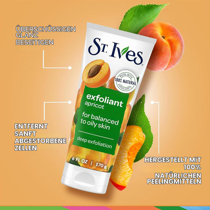 St. Ives Fresh Skin Face Scrub Deep Peeling für glatte, strahlende Haut, Aprikose, dermatologisch ge