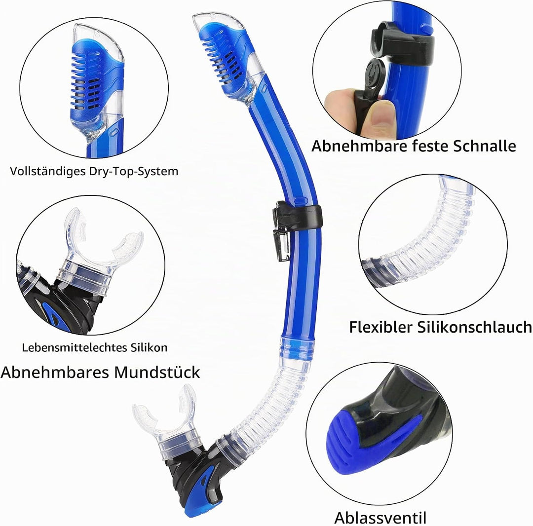 HH HHAO SPORT Schnorchelset Erwachsene mit Flossen,Schnorchelausrüstung in Reisegrösse mit Kurzen Ve