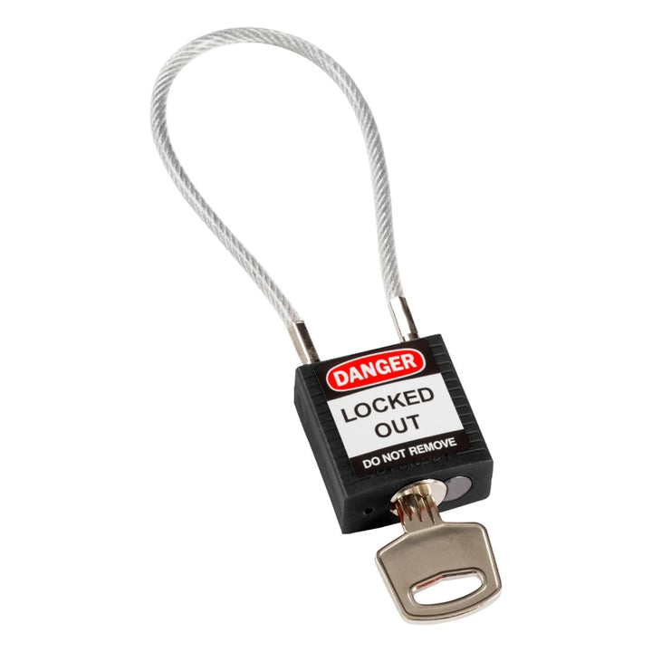 Brady Kompaktes Kabel-Sicherheitsvorhängeschloss, 32mm x 16mm, Schwarz 32mm x 16mm Schwarz, 32mm x 1