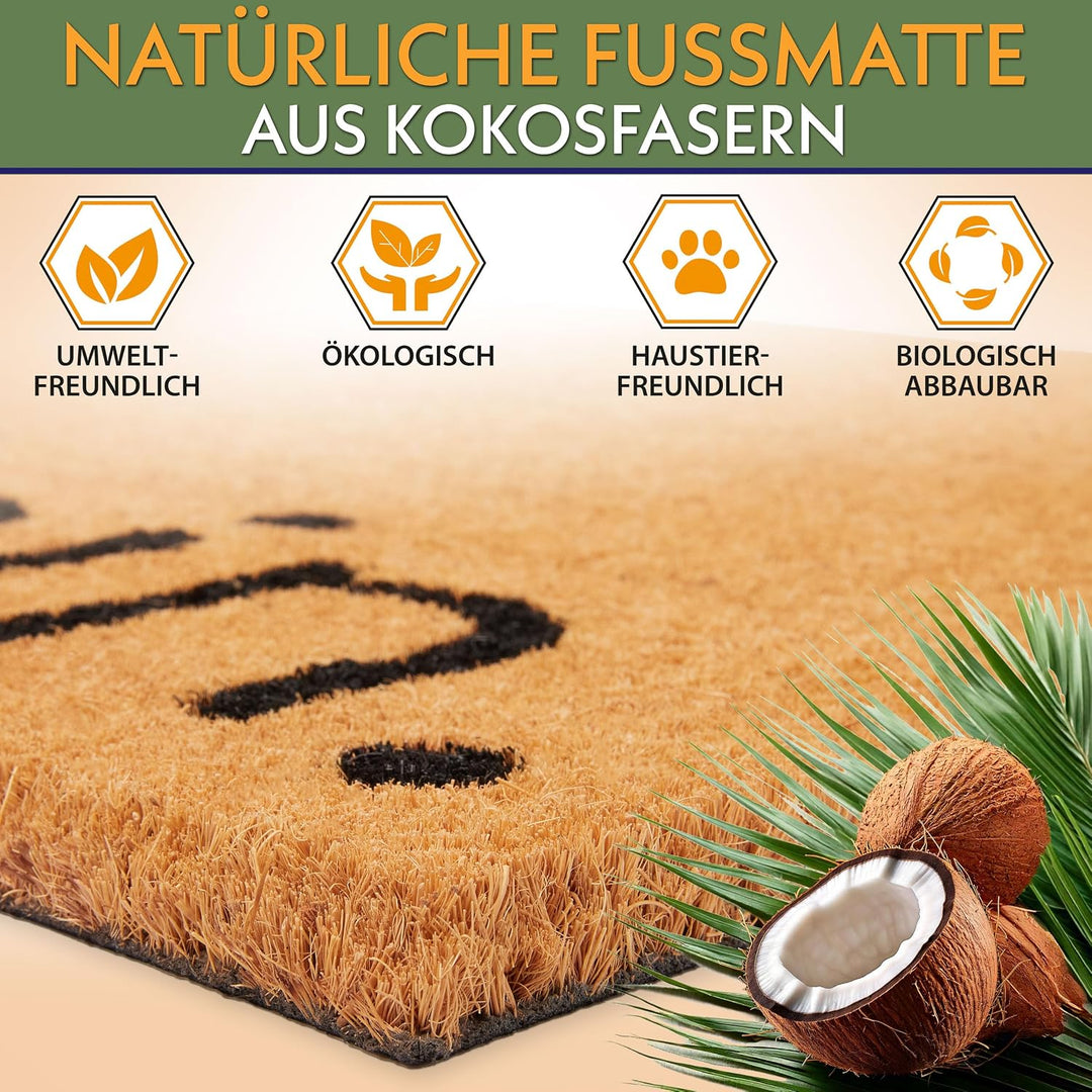 BRUBAKER Fussmatte für Aussen und Innen - Moin - 45 x 75 cm Schmutzfangmatte aus 100% Kokos - Fussab