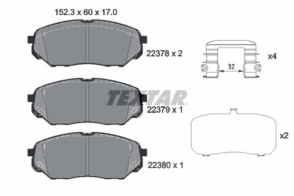 Textar 2237801 Bremsbelagsatz, Scheibenbremse, normal