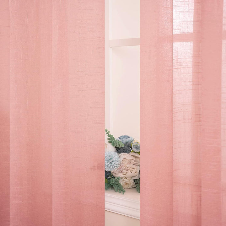 MIULEE 2er Set Voile Vorhang Sheer Leinenvorhang mit Ösen Transparente Leinen Optik Gardine Ösenscha