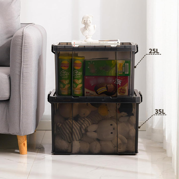 Cetomo 25 x 3 Kunststoff-Aufbewahrungsbox mit robustem Deckel und sicheren Verriegelungsschnallen, s