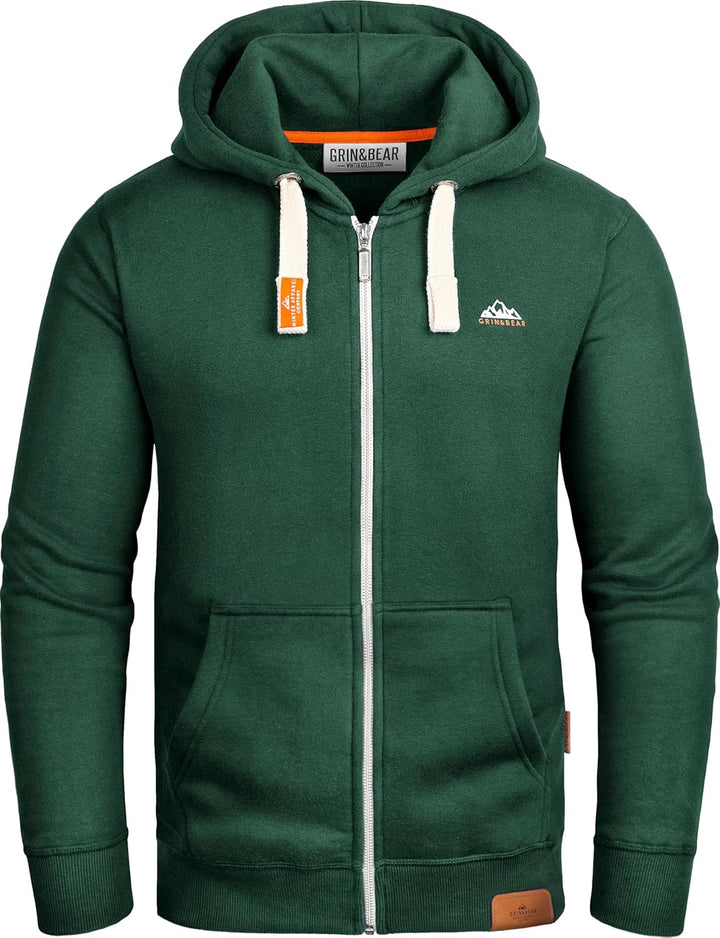 Grin&Bear Hoodie Herren Sweatshirt Pullover GEC022 S Dunkelgruen, S Dunkelgruen