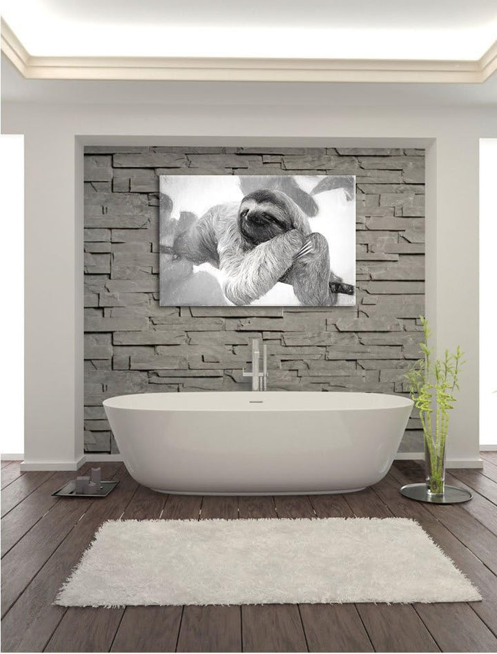 Pixxprint Faultier hängt von AST als Leinwandbild/Grösse: 100x70 cm/Wandbild/Kunstdruck/fertig bespa